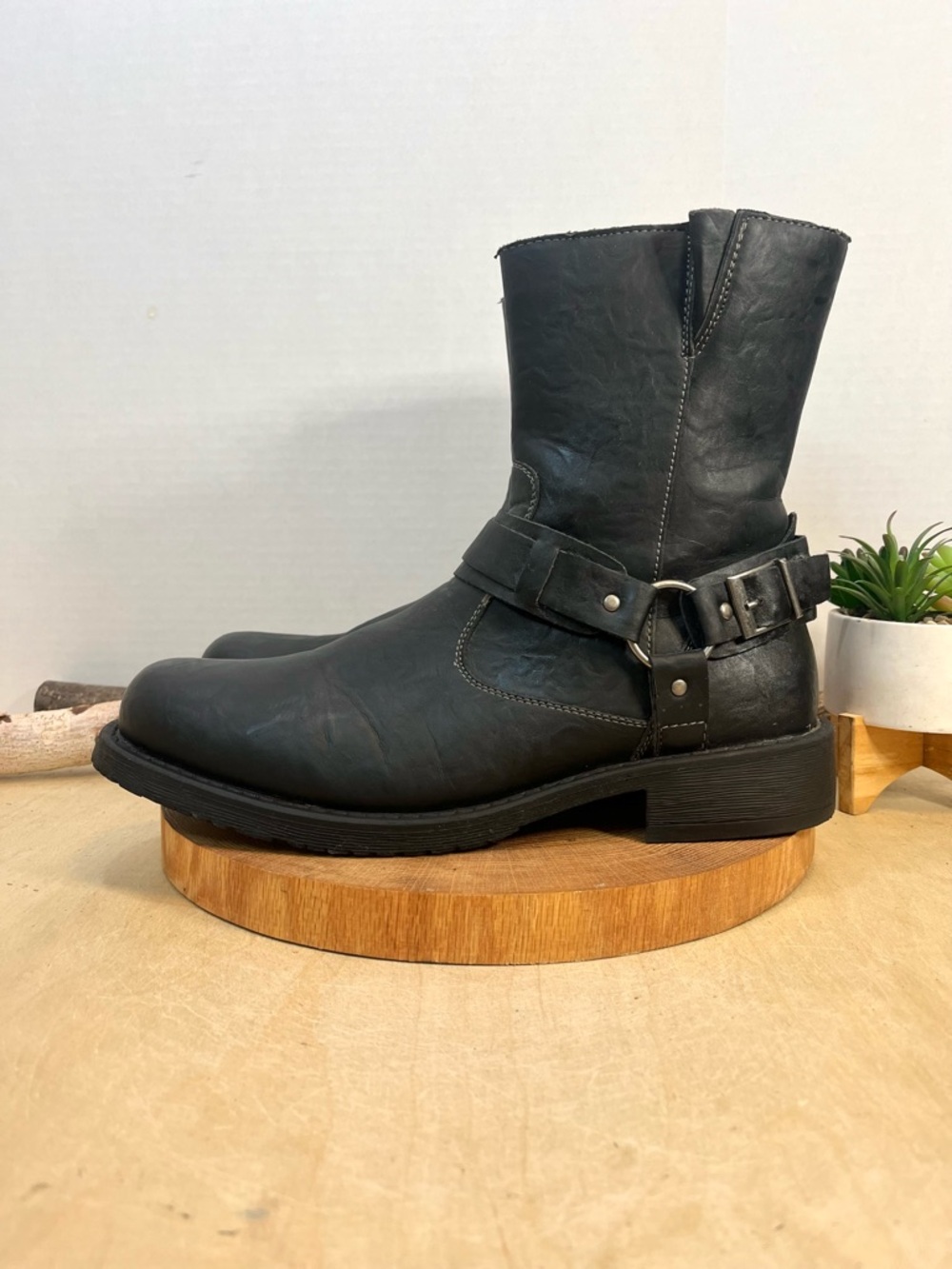 Robert Wayne Connor Moto Harness Boots Black Men's 11D